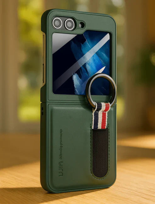 Smart Ring Wallet Case – Flip Phone Protective Cover with Card Holder